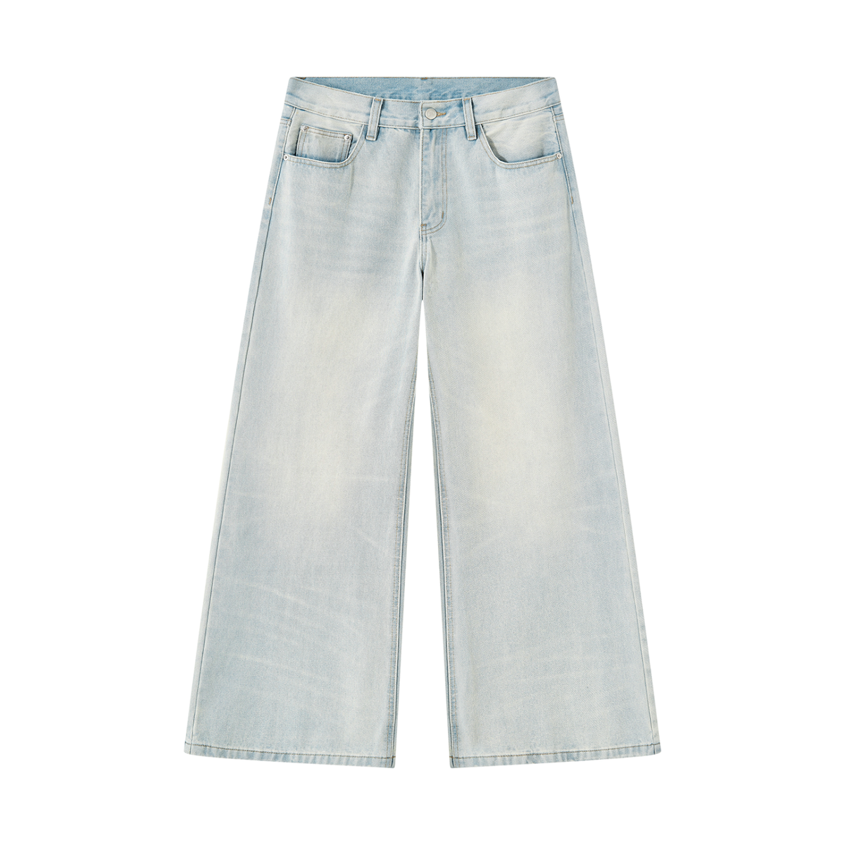 Vintage Wash Wide Leg Denim Jeans